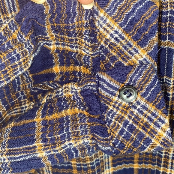 Madewell Plaid Ruffled Sleeve V-Neck Button Down Shirt Dress - Picture 9 of 14